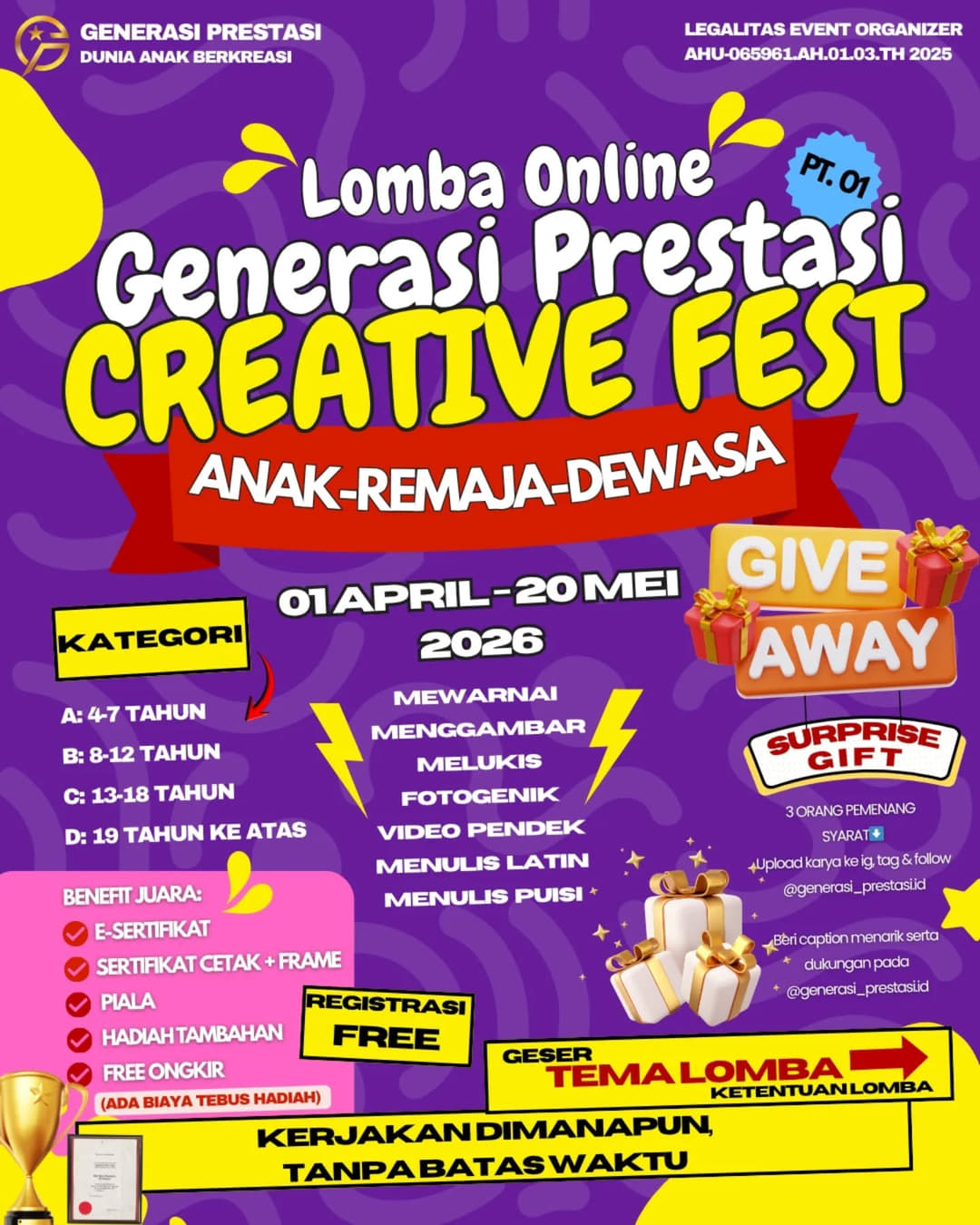 GENERASI PRESTASI CREATIVE FEST PART 01 - Poster 2