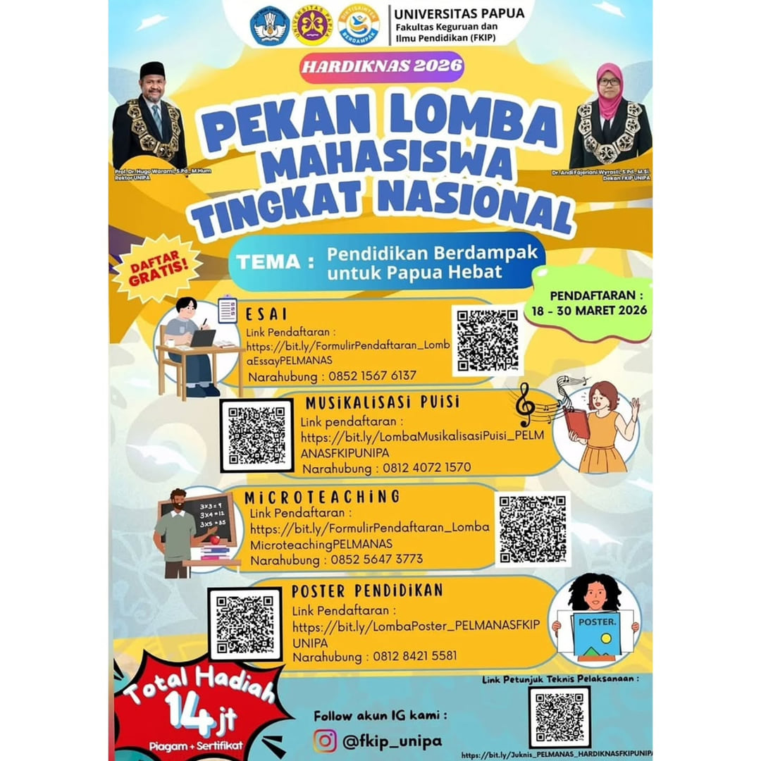 Pekan Lomba Mahasiswa Nasional Hardiknas FKIP UNIPA 2026 (PELMANAS 2026) - Poster 2