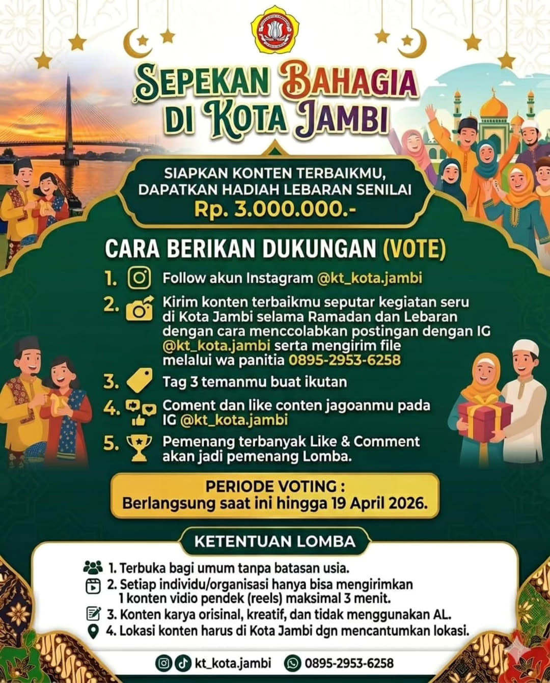 Lomba Konten Kreatif "Sepekan Bahagia dikota Jambi" - Poster 2