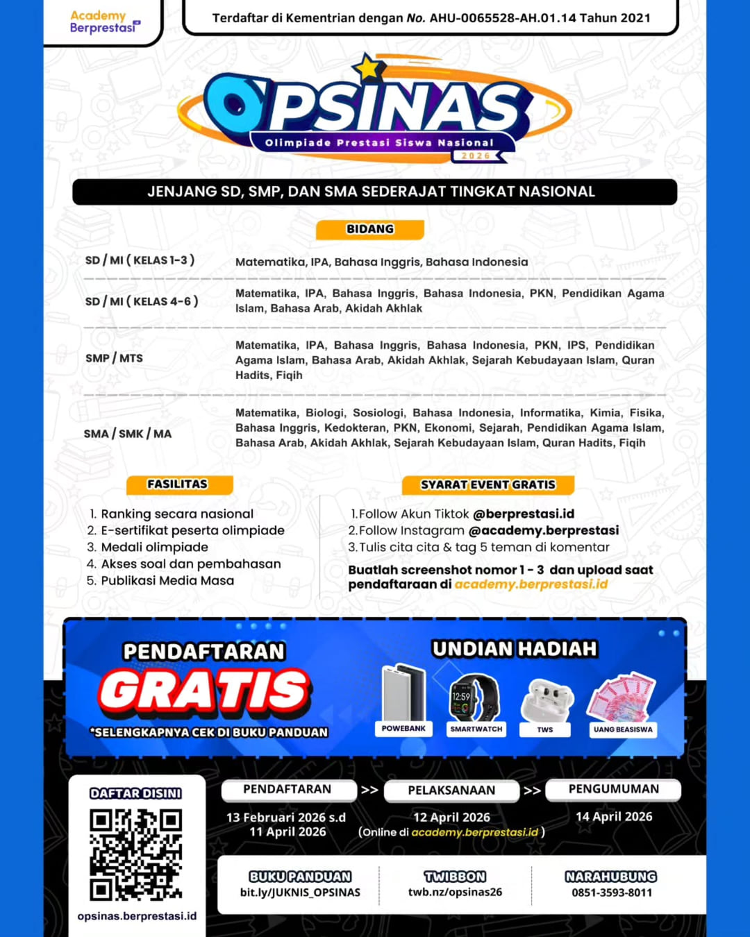 OPSINAS 2026 ā Olimpiade Prestasi Siswa Nasional - Poster 2