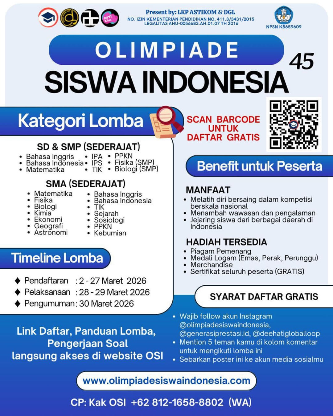 OLIMPIADE SISWA INDONESIA 45 - Poster 2