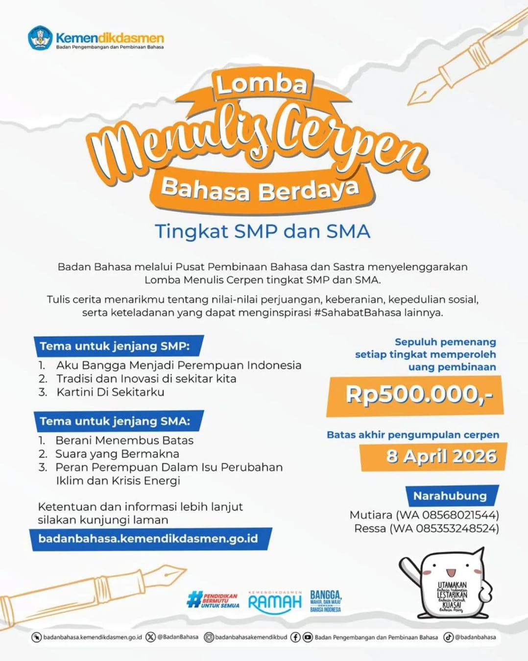 Lomba Menulis Cerpen Bahasa Berdaya - Poster 2