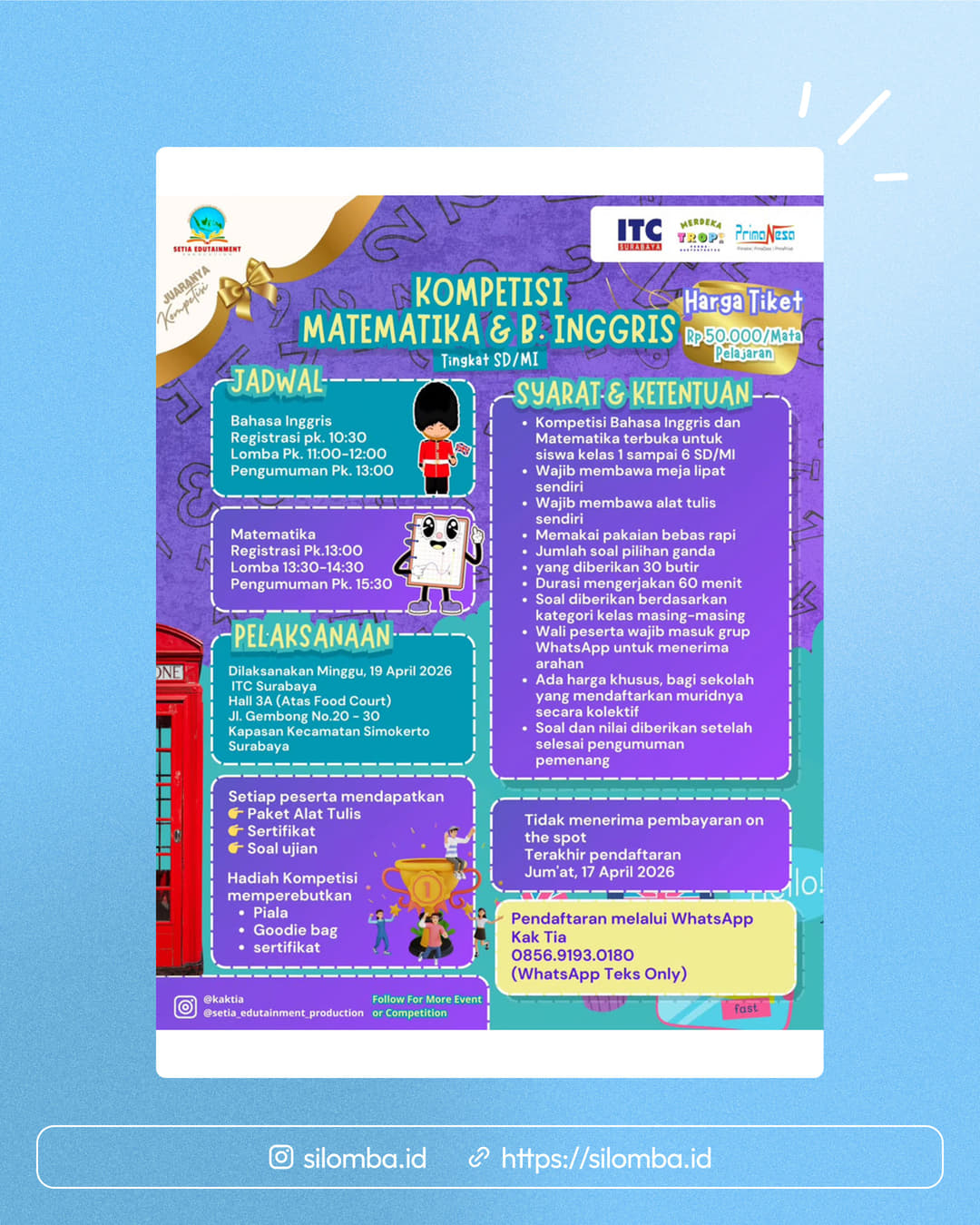 Kompetisi Matematika dan Bahasa Inggris - Poster 1
