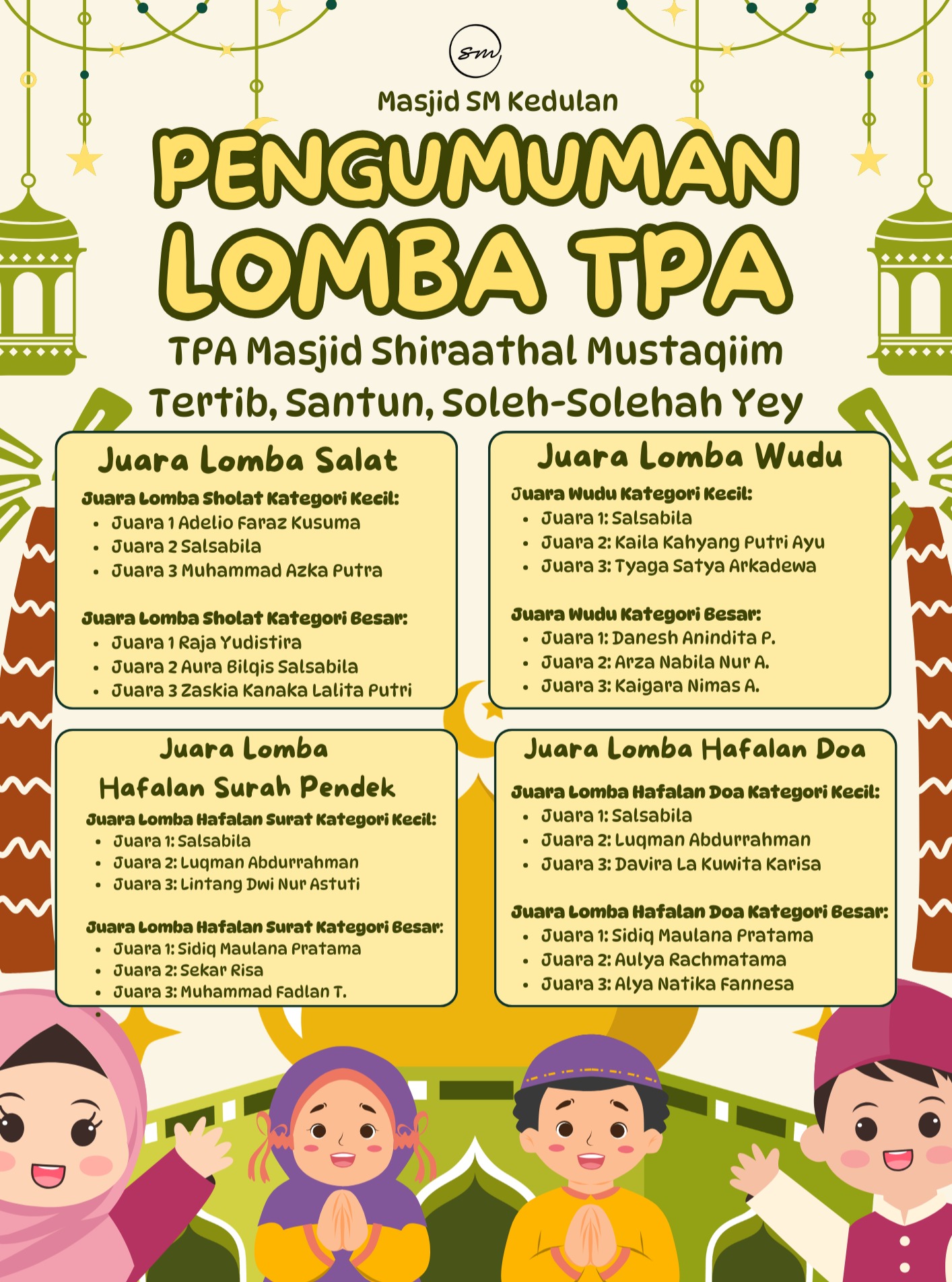 Lomba TPA Masjid Shiraathal Mustaqiim Bulan Ramadan 1447 H / 2026 - Poster 2