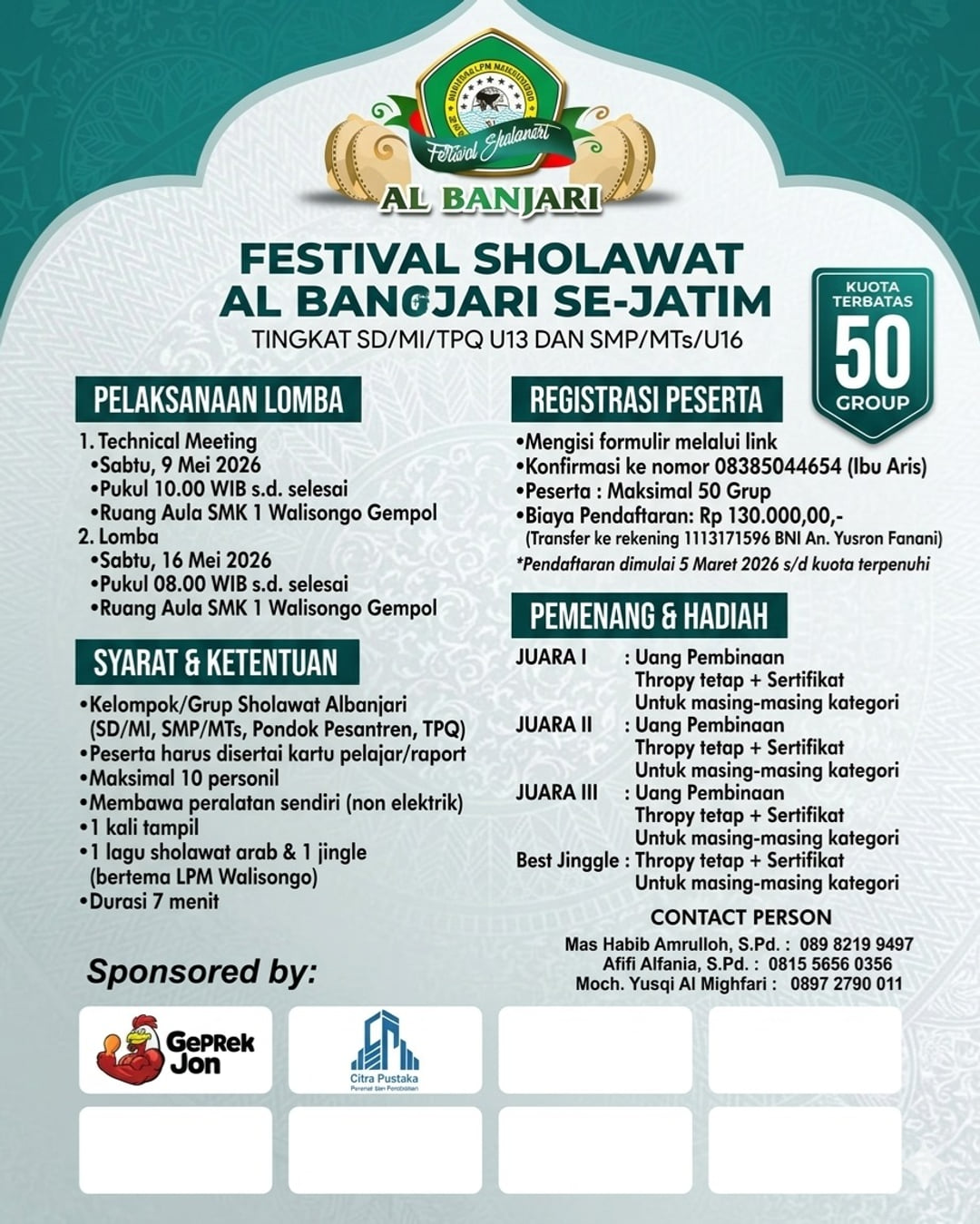 Festival Sholawat Al-Banjari Se-Jatim 2026 - Poster 2