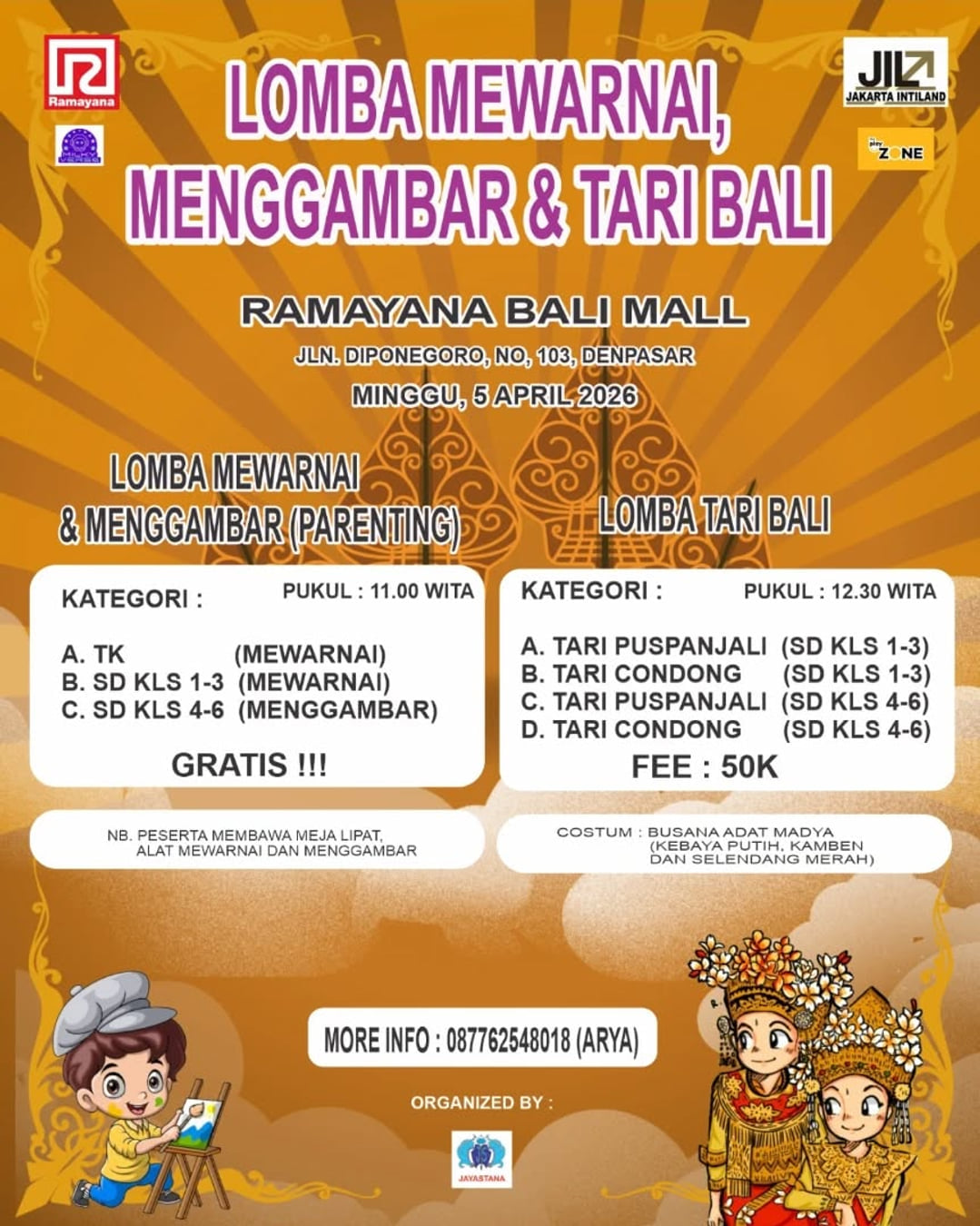 Lomba Mewarnai dan Menggambar (Parenting) dan Tari Bali - Poster 2