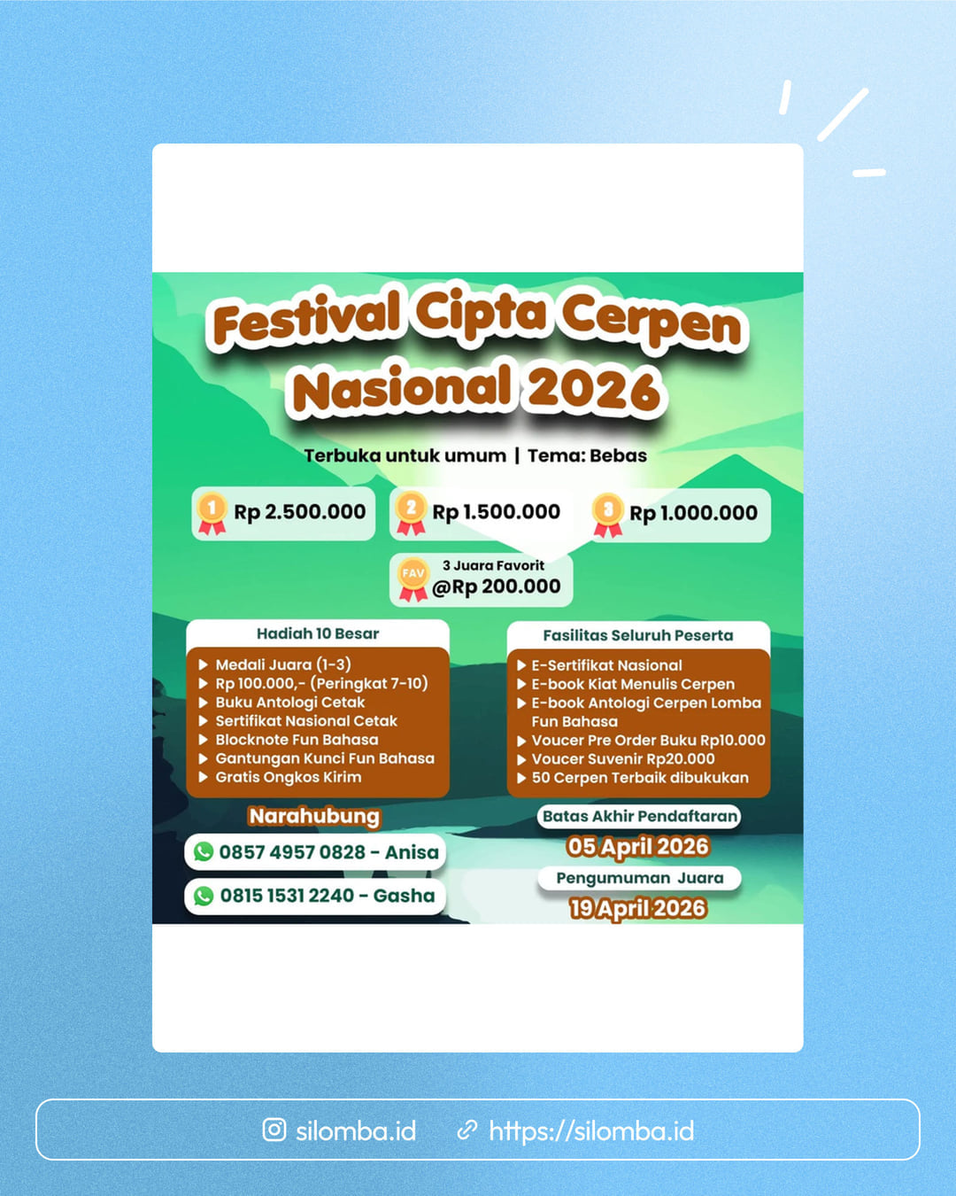 Festival Cipta Cerpen Nasional 2026 - Poster 1