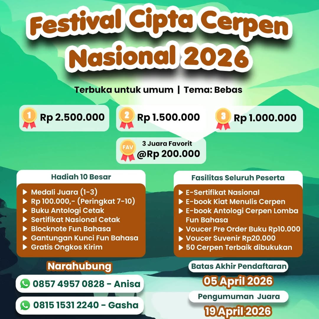Festival Cipta Cerpen Nasional 2026 - Poster 2