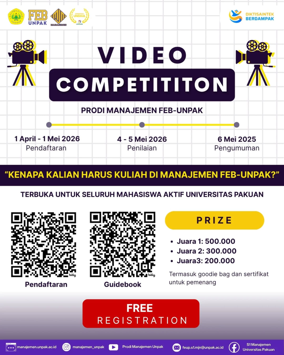 VIDEO COMPETITION 2026 β Prodi Manajemen FEB UNPAK - Poster 2