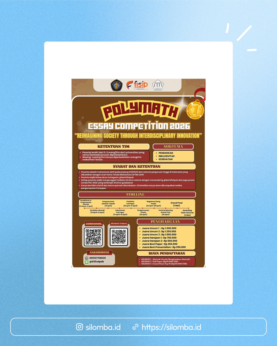 POLYMATH ESSAY COMPETITION 2026 - Poster 1