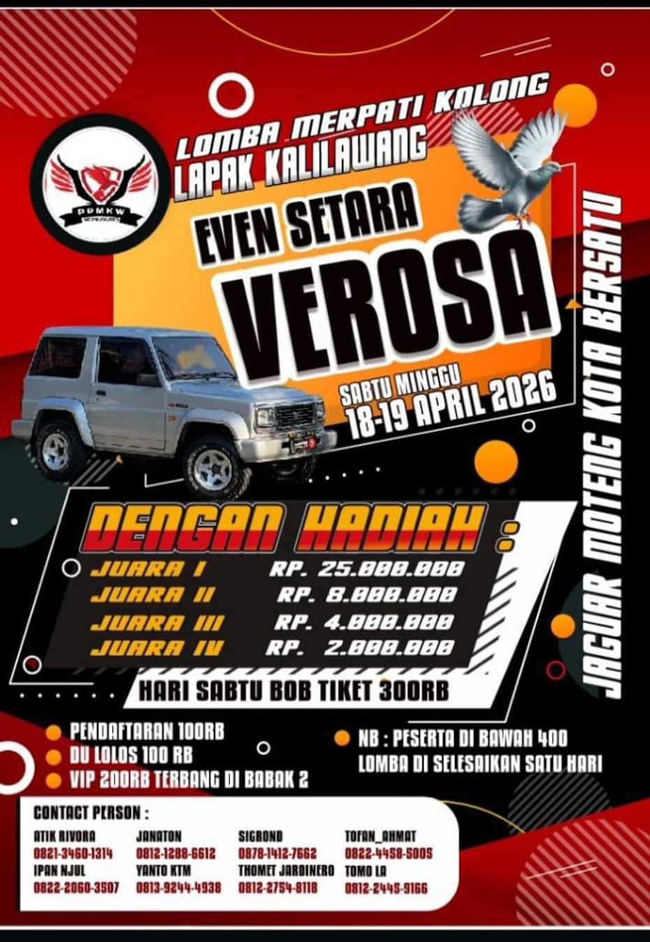 Lomba Merpati Kolong Lapak Kalilawang Even Setara Verosa - Poster 2