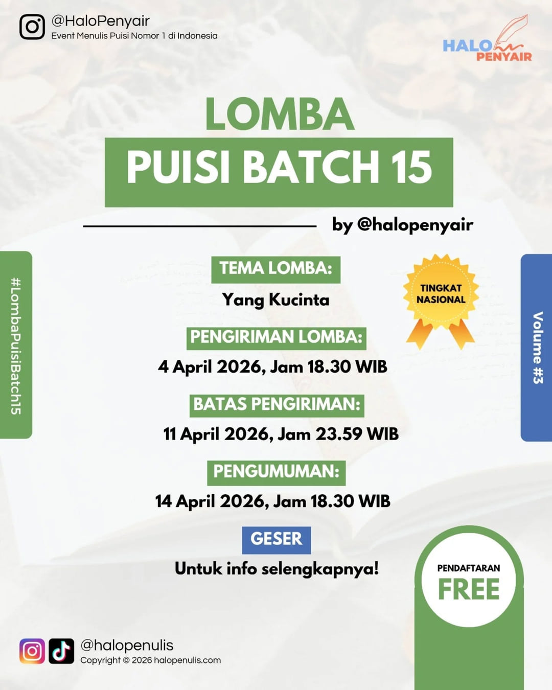 Lomba Puisi Batch 15 Volume 3 - Poster 2