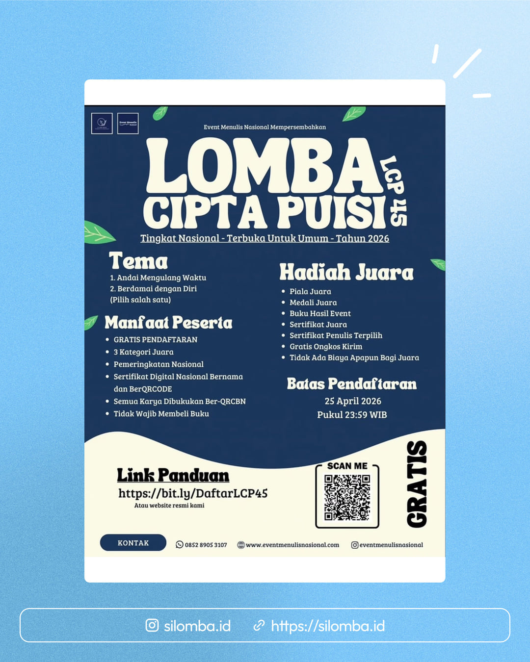 Lomba Cipta Puisi Nasional (LCP 45) - Poster 1