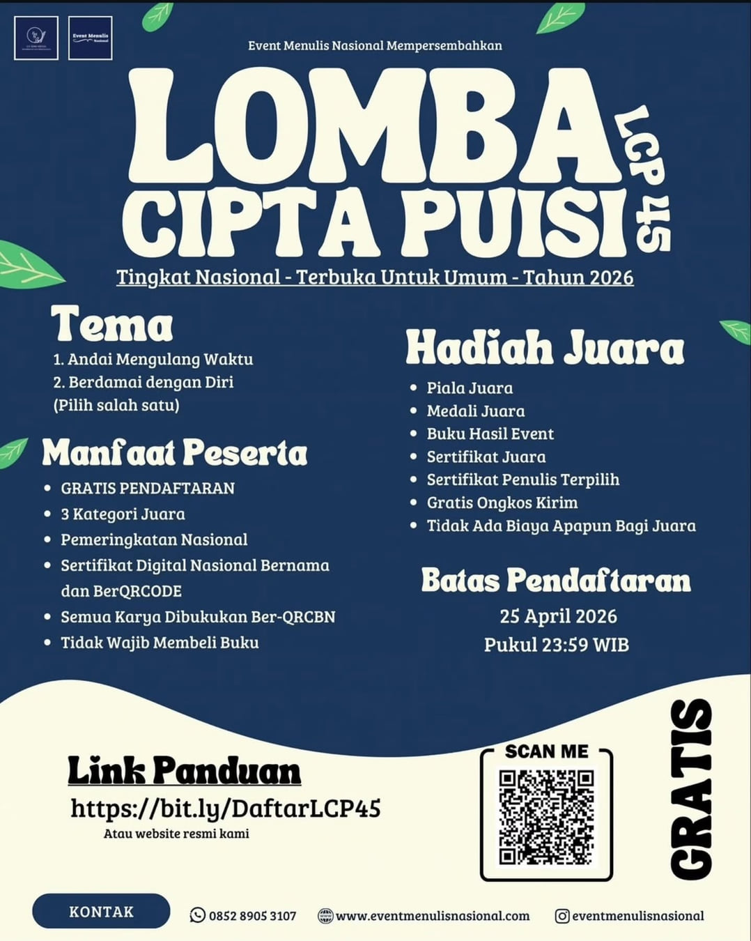 Lomba Cipta Puisi Nasional (LCP 45) - Poster 2