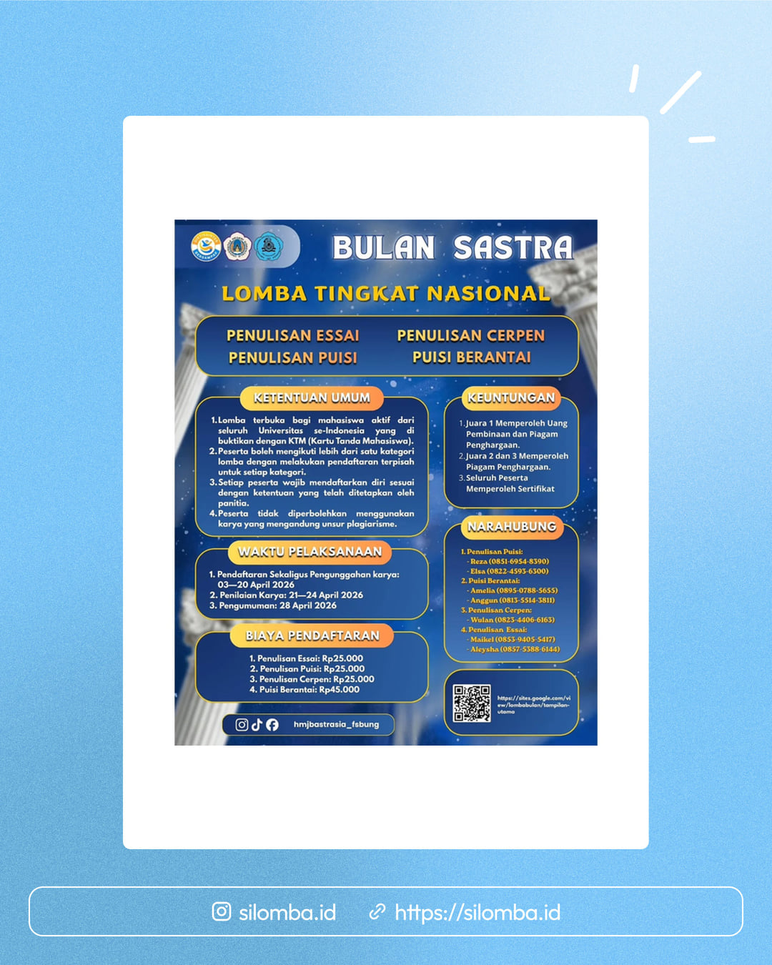Lomba Esai, Puisi & Cerpen Mahasiswa Nasional - Poster 1