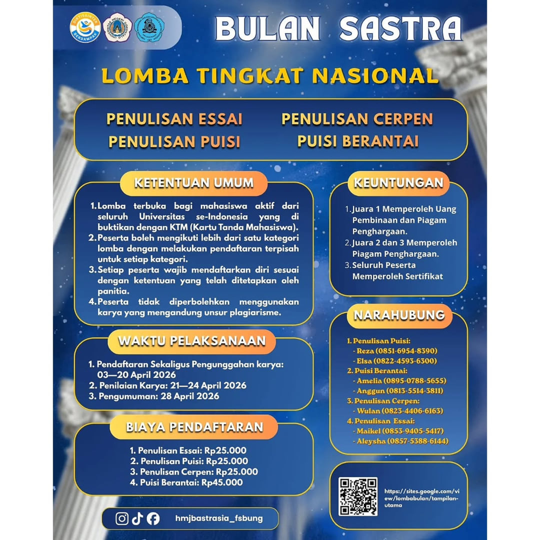 Lomba Esai, Puisi & Cerpen Mahasiswa Nasional - Poster 2