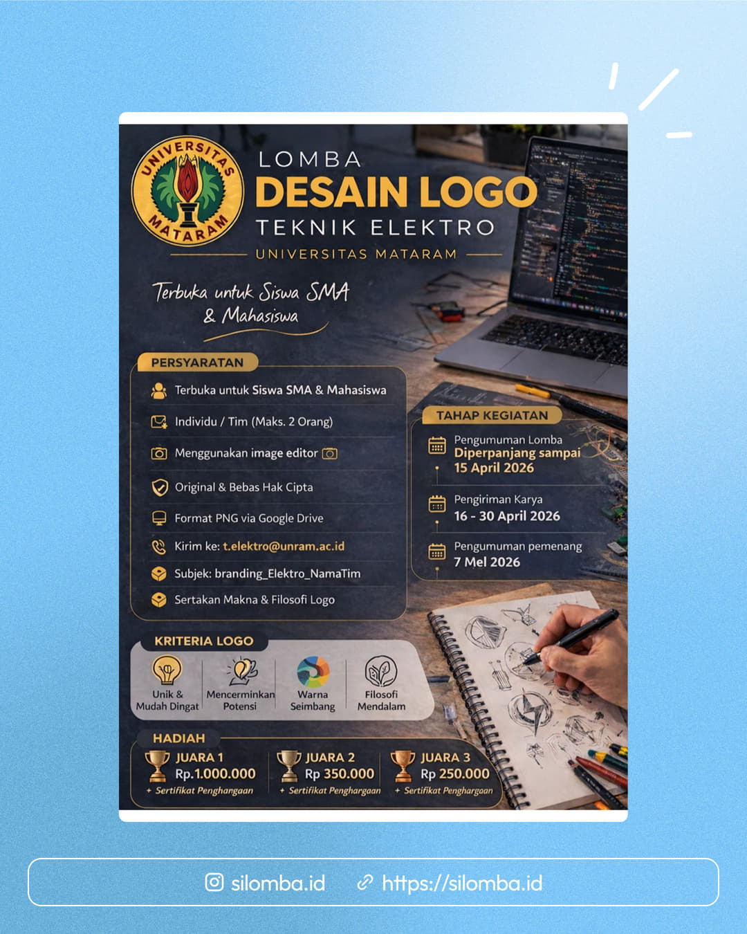 Lomba Desain Logo Teknik Elektro Universitas Mataram - Poster 1