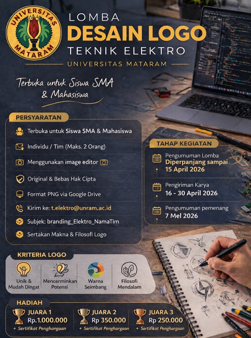 Lomba Desain Logo Teknik Elektro Universitas Mataram - Poster 2