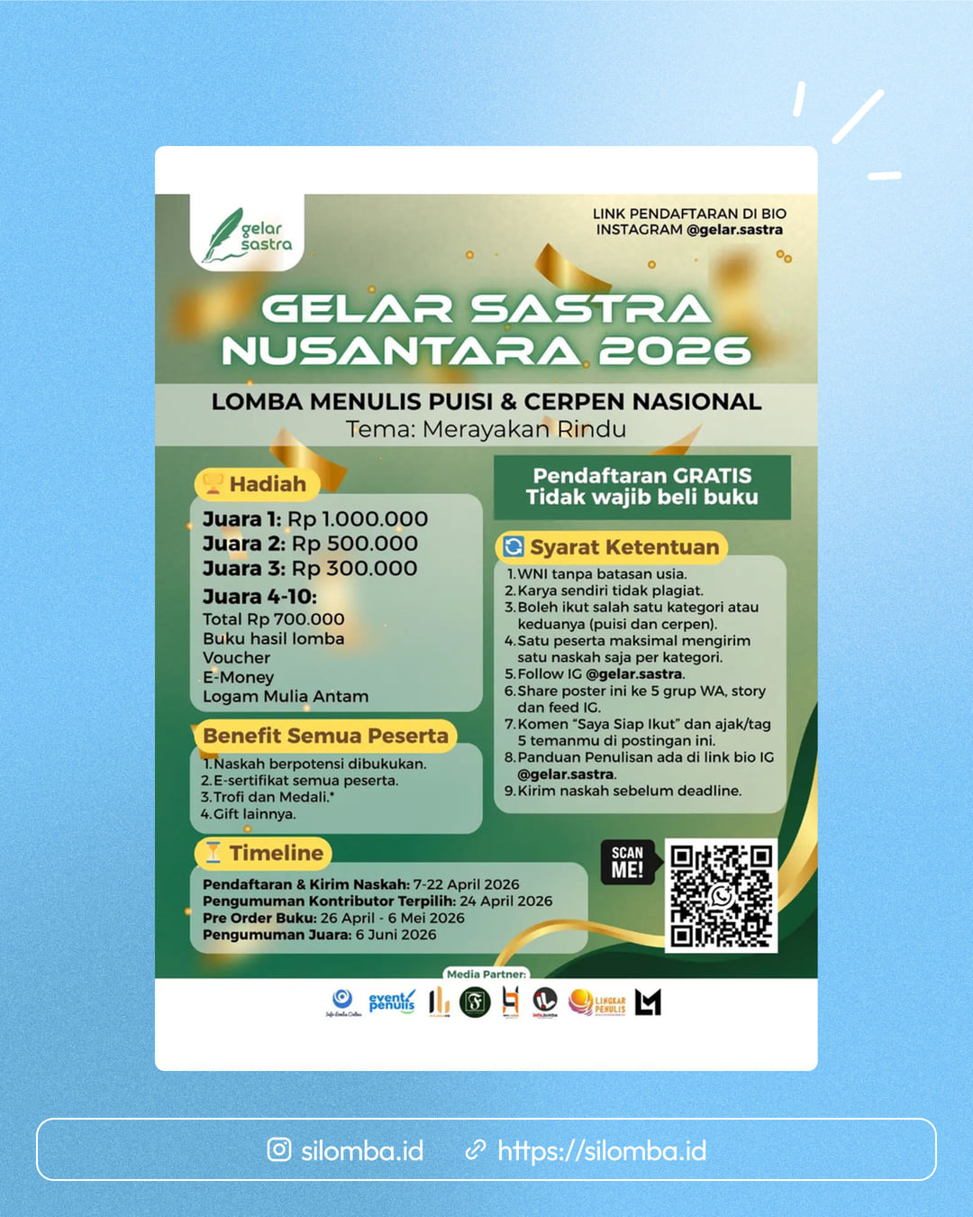 Gelar Sastra Nusantara 2026 - Poster 1