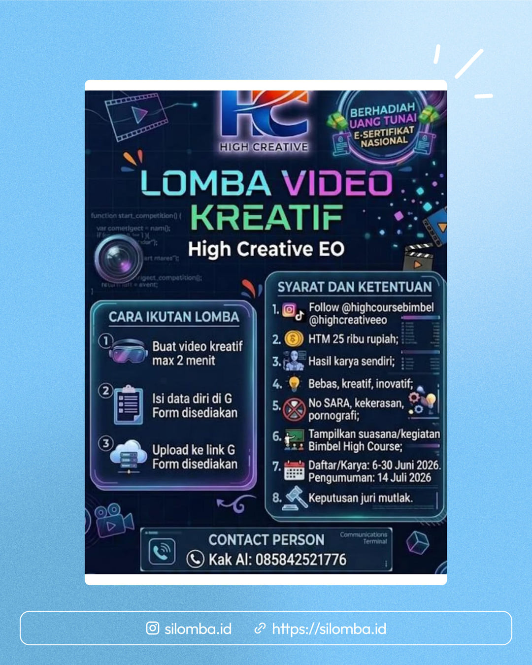 LOMBA VIDEO KREATIF HIGH CREATIVE EO - Poster 1