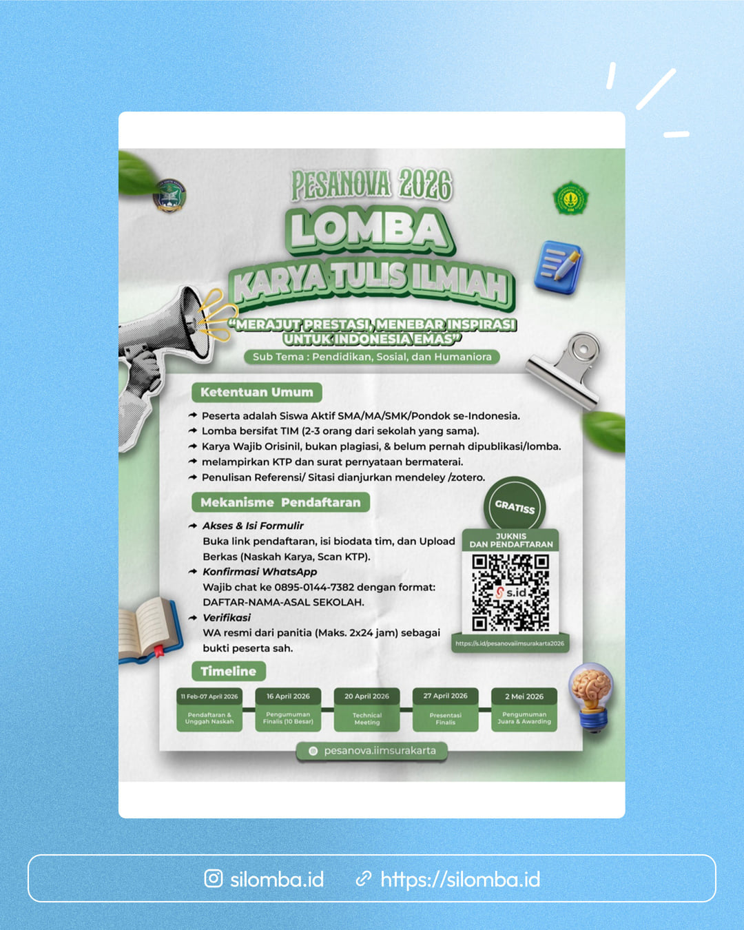 LOMBA KTI TINGKAT NASIONAL PESANOVA 2026 - Poster 1