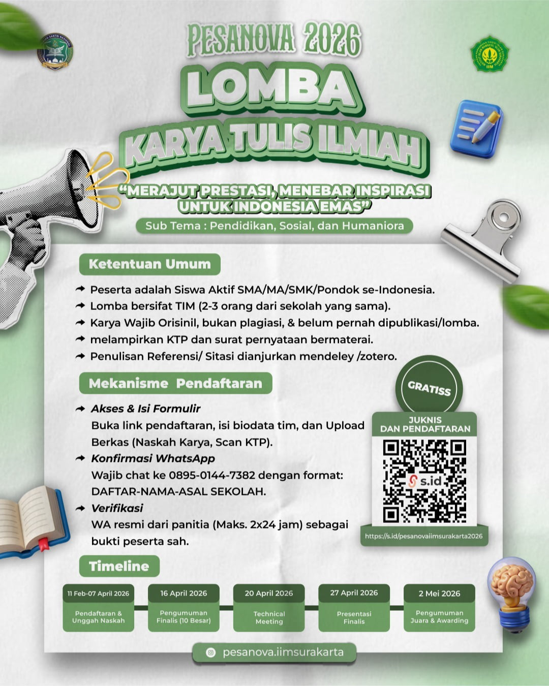 LOMBA KTI TINGKAT NASIONAL PESANOVA 2026 - Poster 2