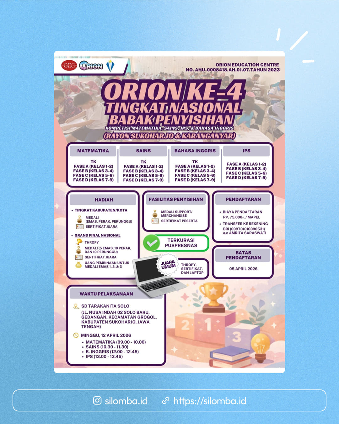 ORION KE-4 Tingkat Nasional Babak Penyisihan - Poster 1