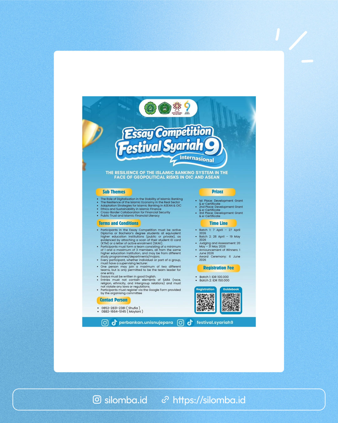 INTERNATIONAL ESSAY COMPETITION – FESTIVAL SYARIAH 9 - Poster 1