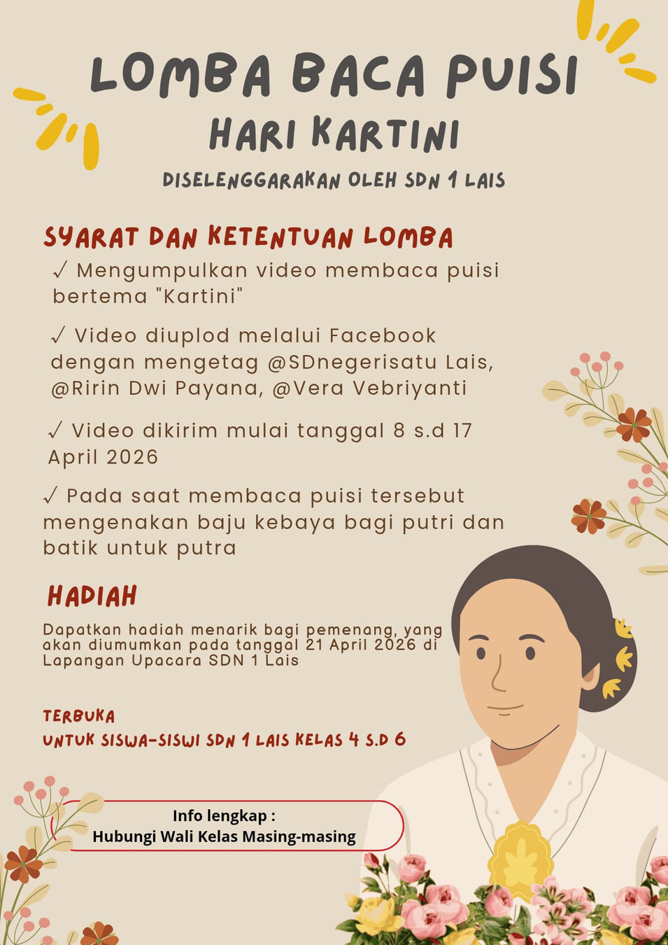 Lomba Baca Puisi Hari Kartini - Poster 2