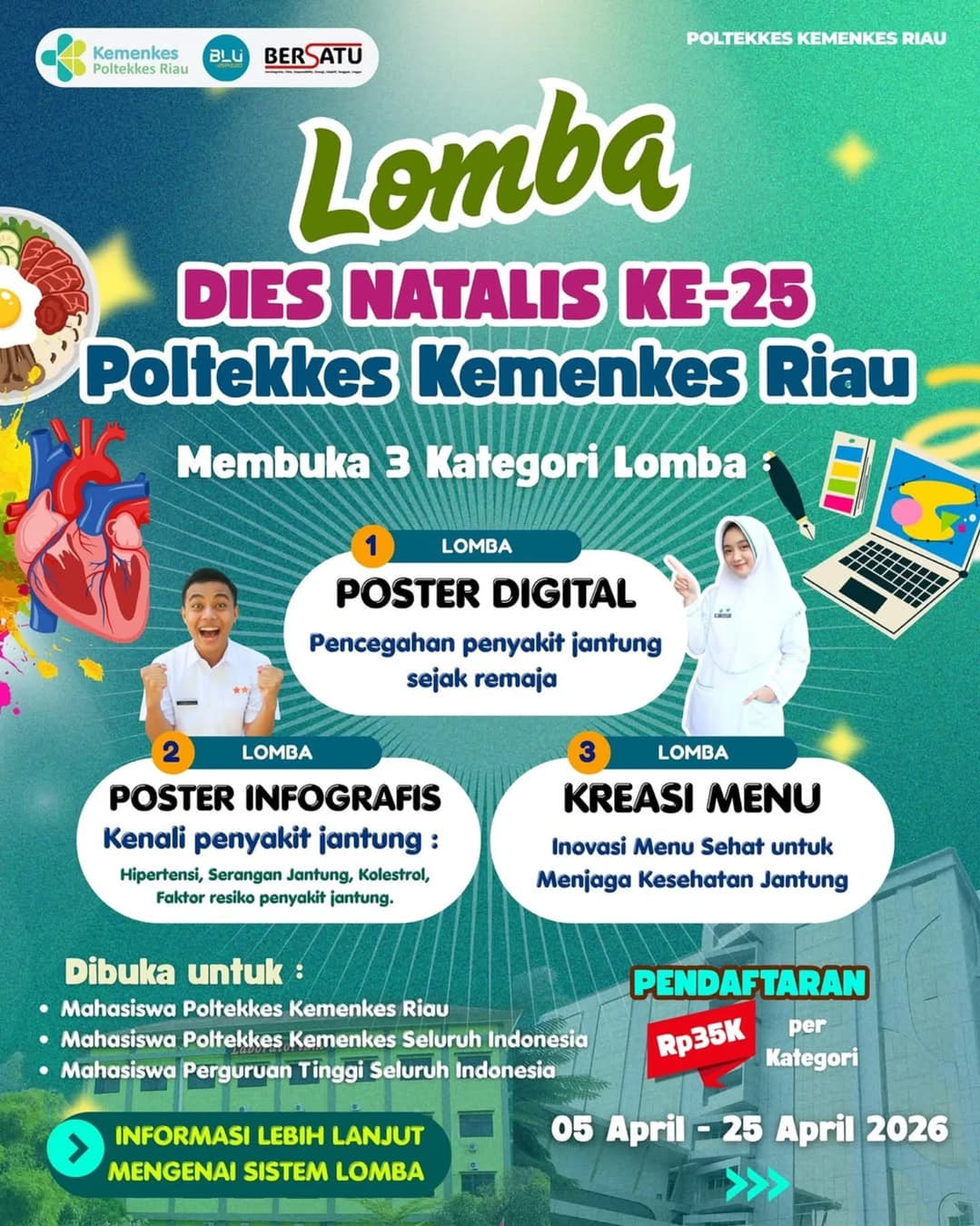 Kompetisi Dies Natalis ke-25 Poltekkes Kemenkes Riau - Poster 2