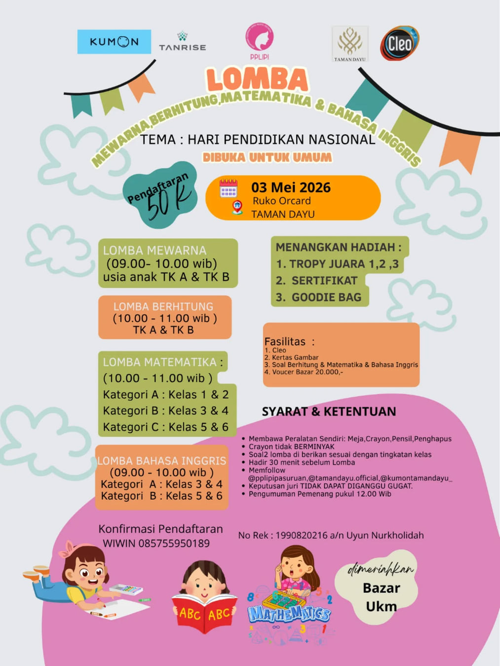 Lomba Mewarna, Berhitung, Matematika & Bahasa Inggris - Poster 2