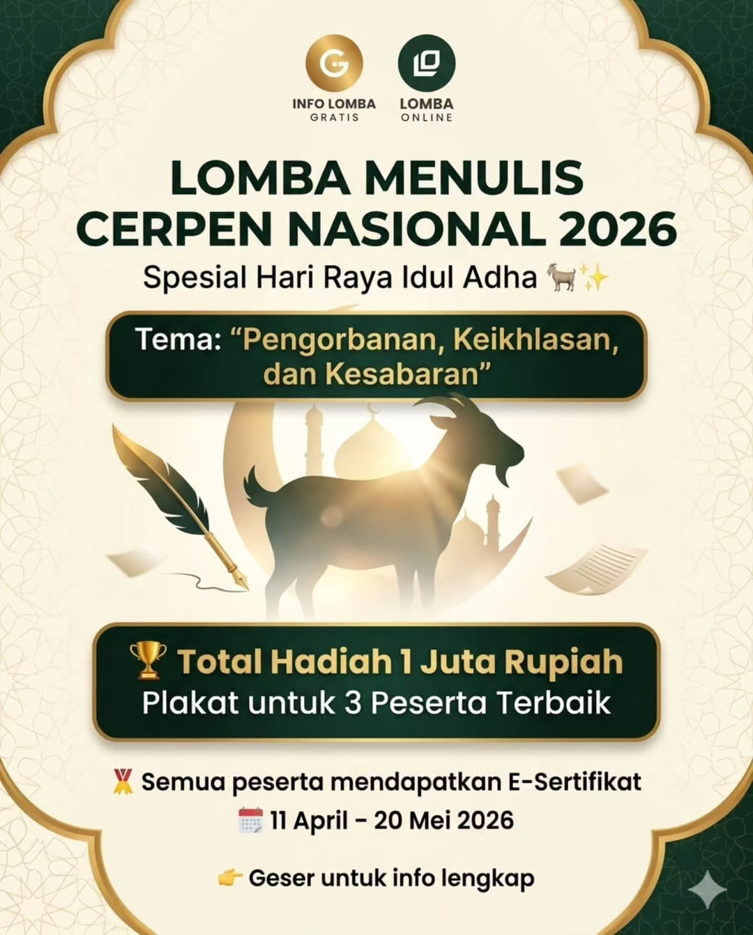 Lomba Menulis Cerpen Nasional 2026 - Poster 2