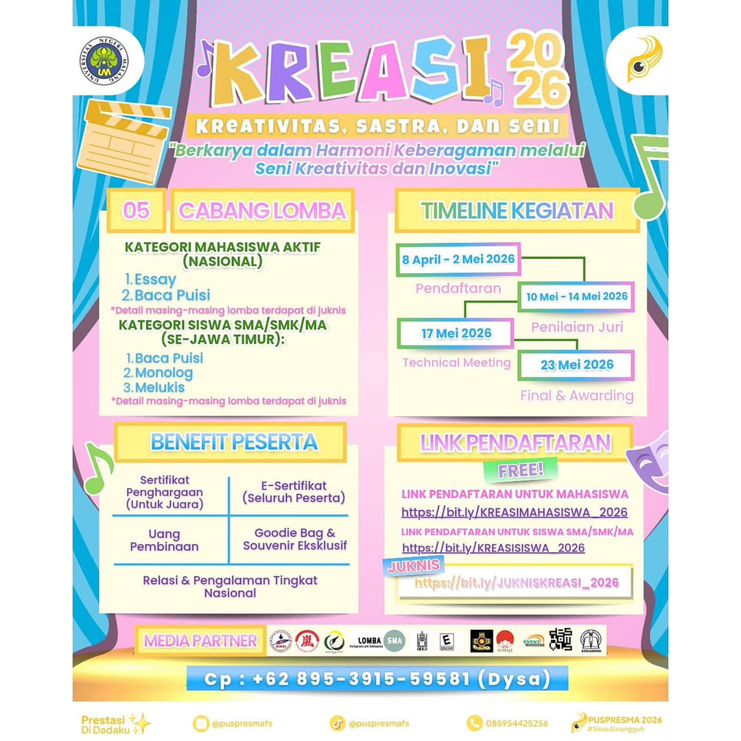 KREASI 2026 (Kreativitas, Sastra, dan Seni) - Poster 2