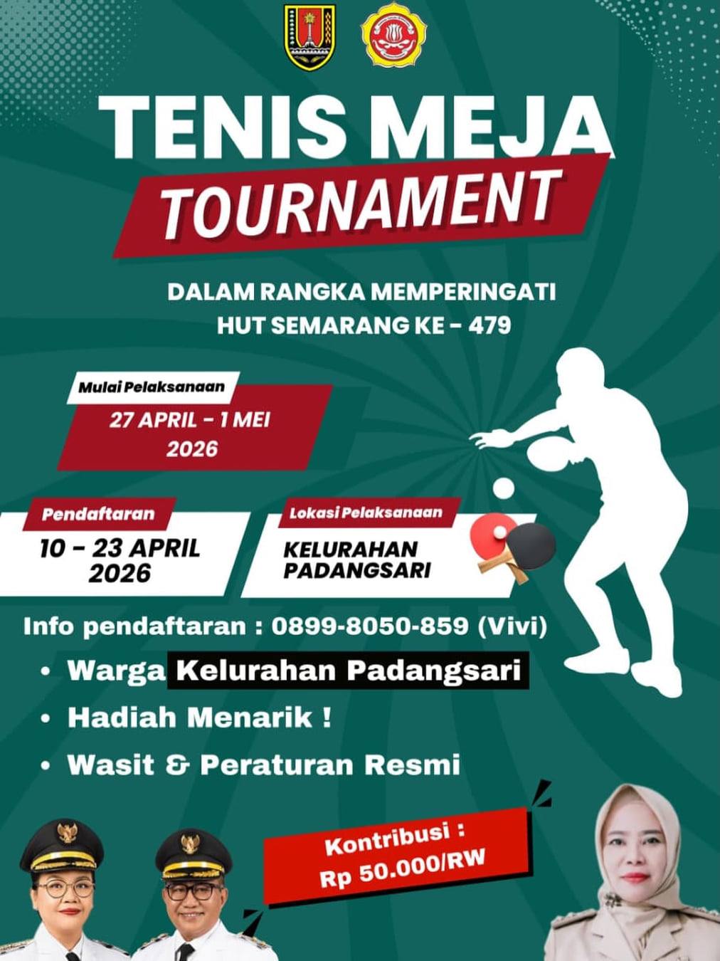 Lomba Tenis Meja Antar RW Kelurahan Padangsari - Poster 2