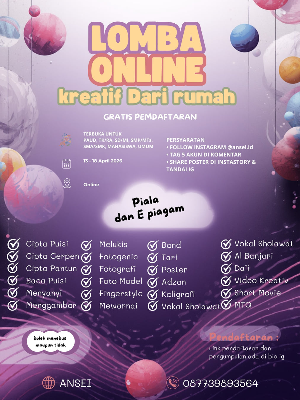 Lomba Online Kreatif Dari Rumah - Poster 2