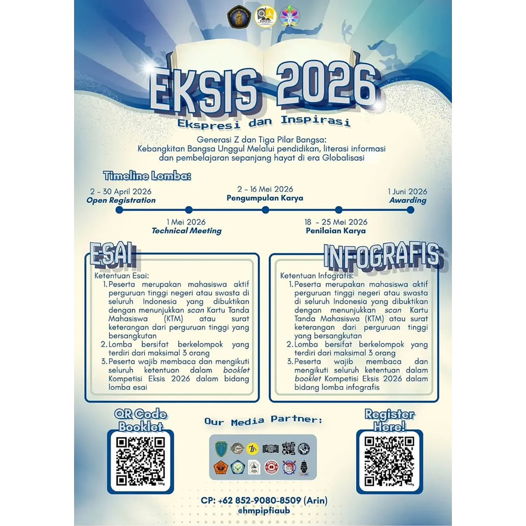 Lomba Esai & Infografis Mahasiswa Nasional EKSIS 2026 - Poster 2