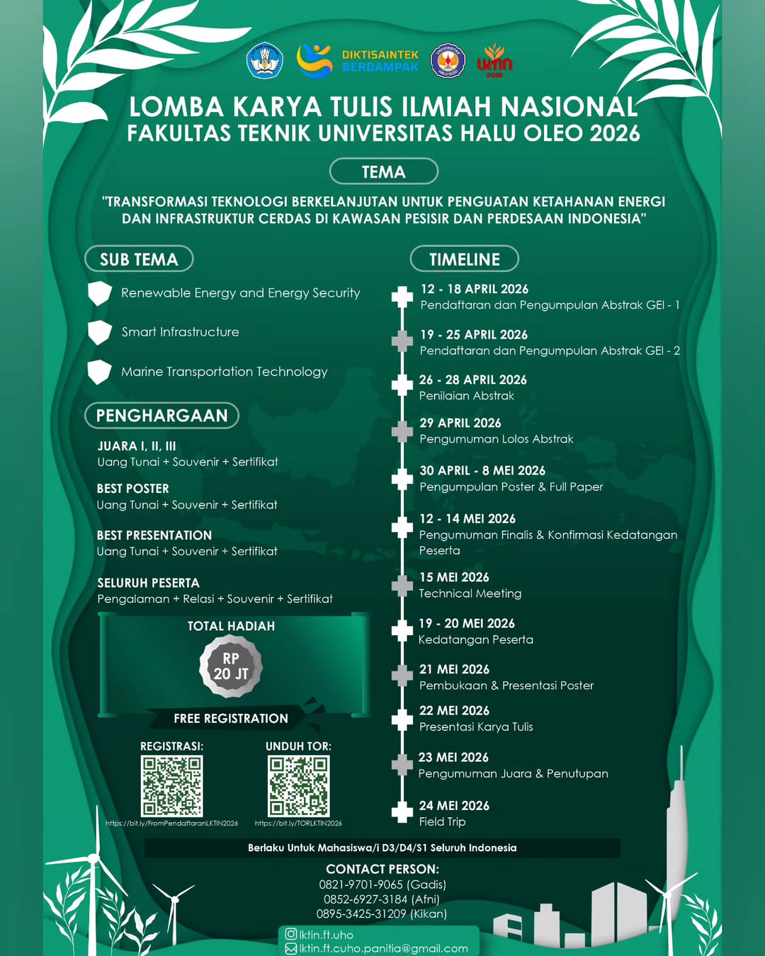 Lomba Karya Tulis Ilmiah Nasional (LKTIN) FT-UHO 2026 - Poster 2