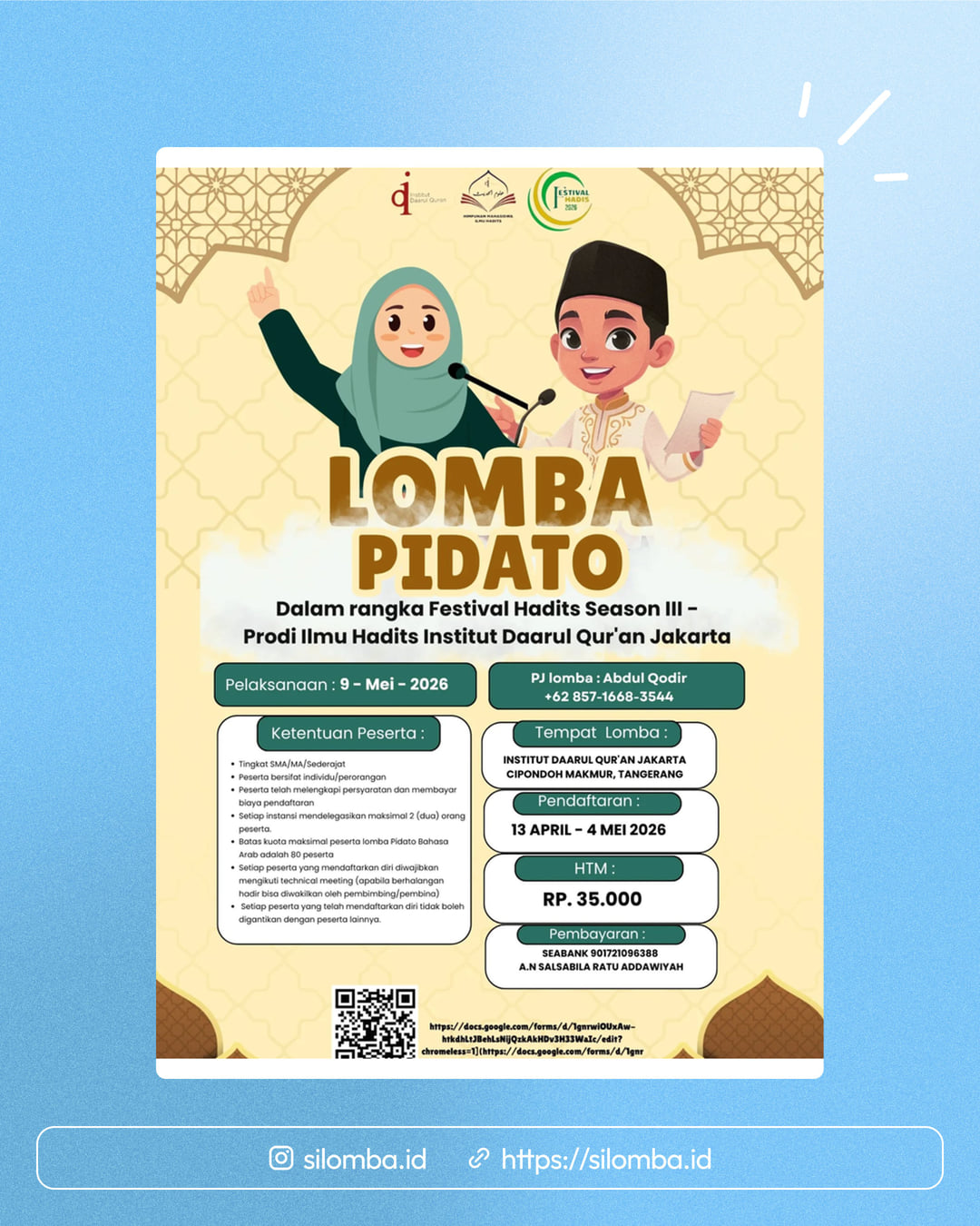 Lomba Pidato Festival Hadits Season III - Poster 1
