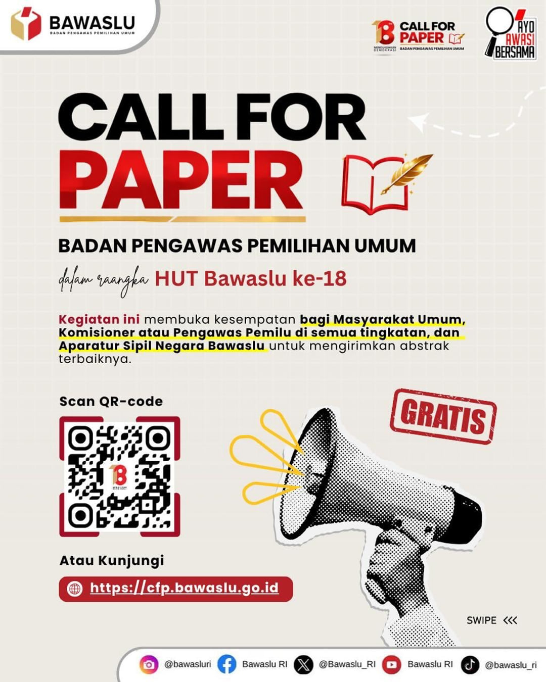 Call For Paper HUT Bawaslu ke-18 - Poster 2