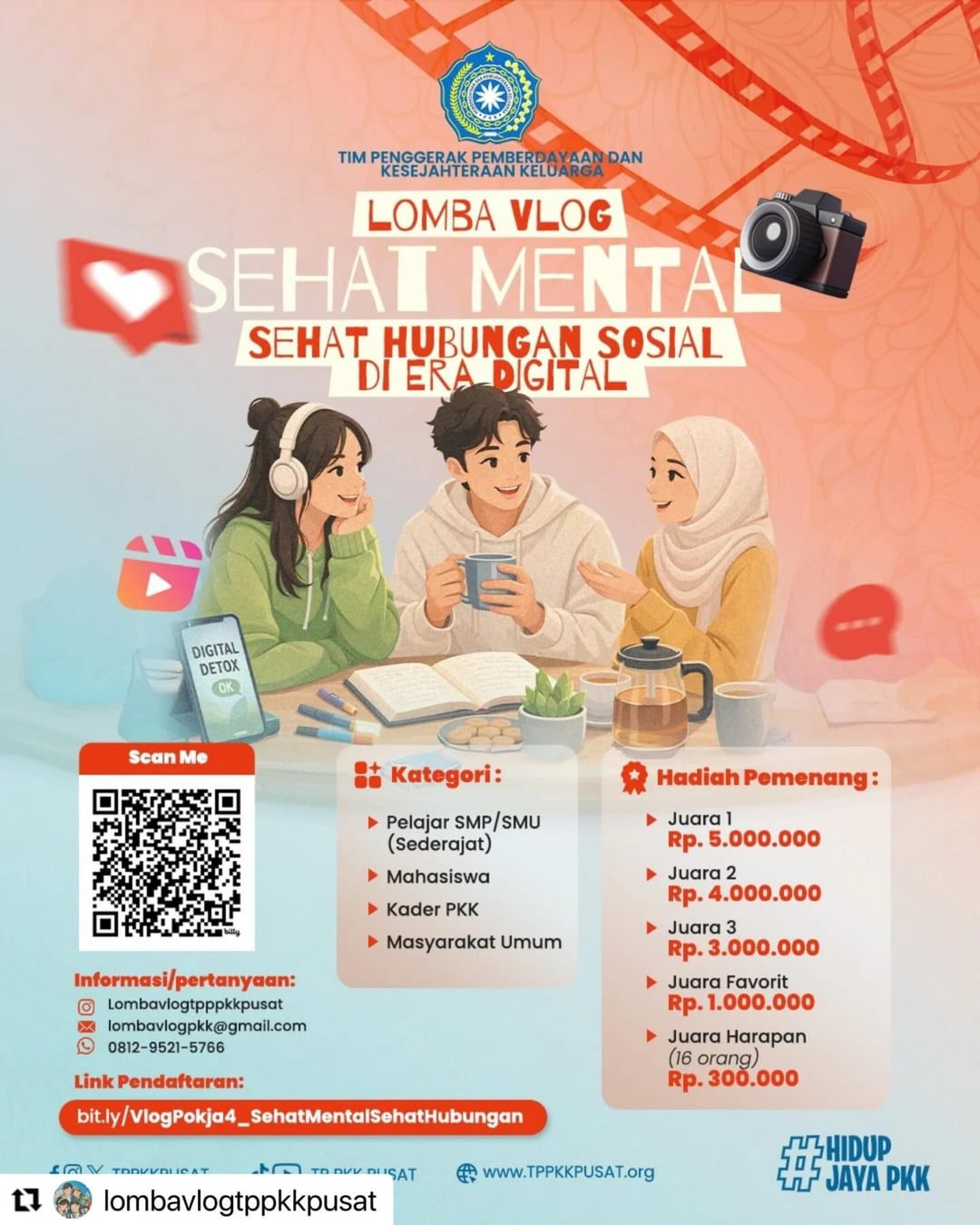 Lomba Vlog Sehat Mental Sehat Hubungan Sosial di Era Digital - Poster 2