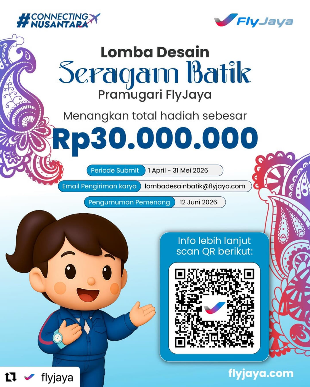 Lomba Desain Seragam Batik Pramugari FlyJaya - Poster 2