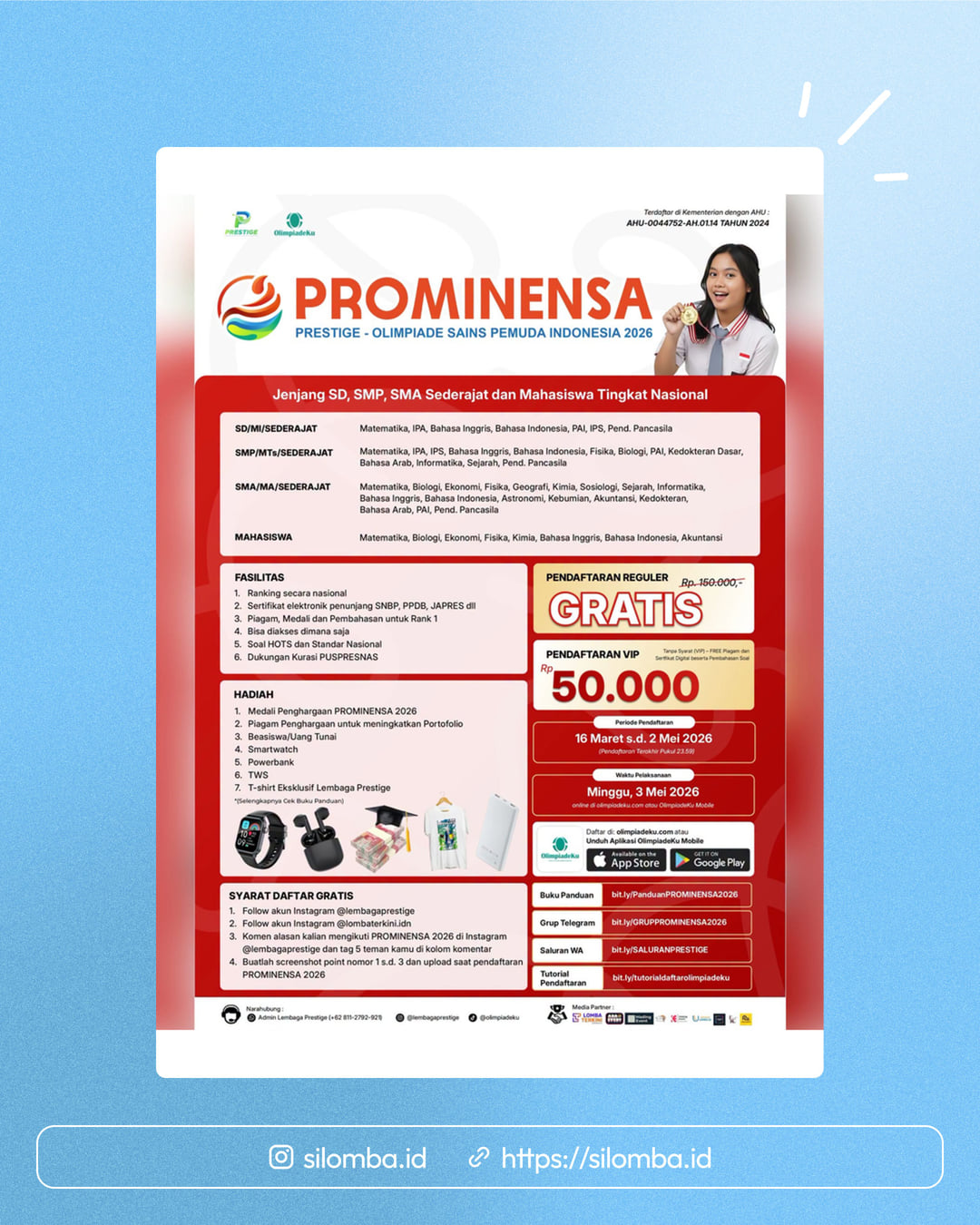 PRESTIGE OLIMPIADE SAINS PEMUDA INDONESIA (PROMINENSA) 2026 - Poster 1