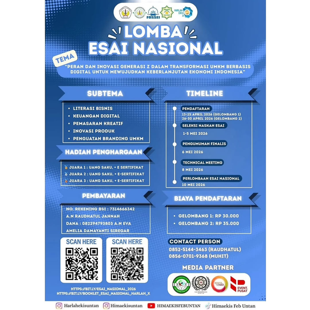 Lomba Esai Mahasiswa Nasional HARLAH EKIS X - Poster 2
