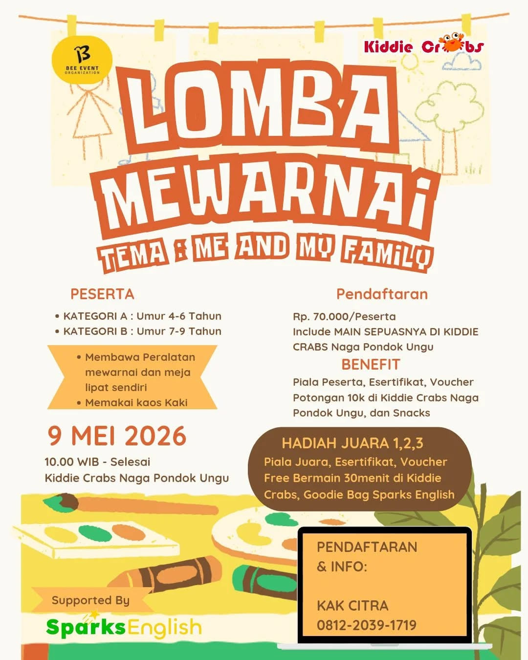 Lomba Mewarnai Anak di Kiddie Crabs Naga Pondok Ungu - Poster 2