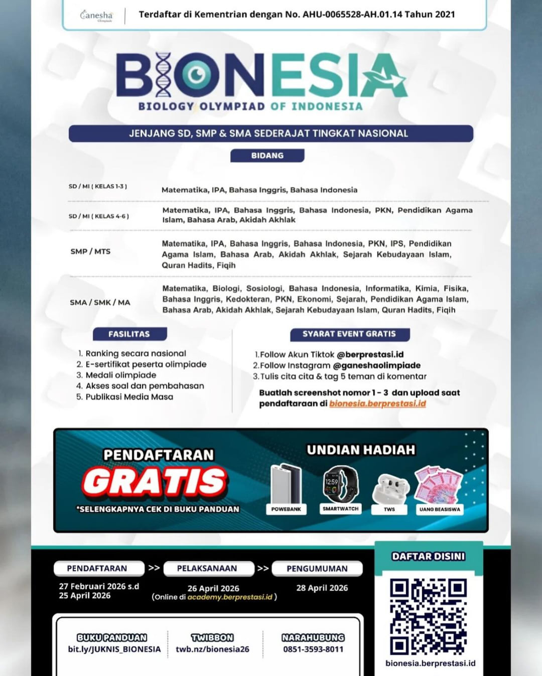 Bionesia - Biology Olympiad of Indonesia - Poster 2