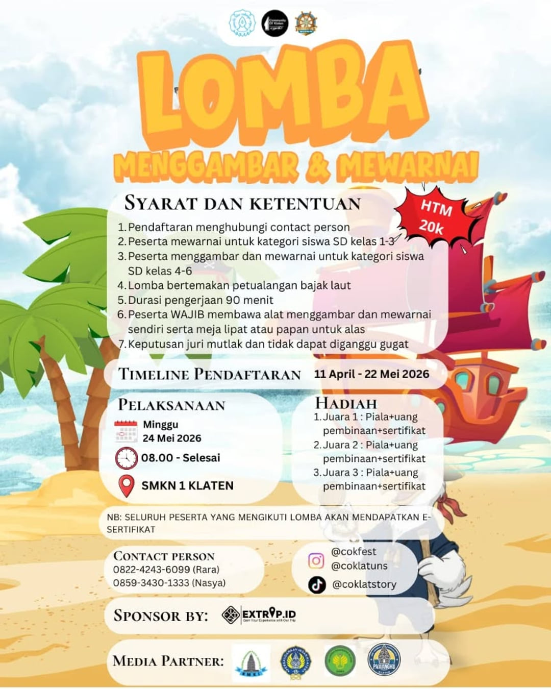 Lomba Menggambar & Mewarnai Petualangan Bajak Laut - Poster 2