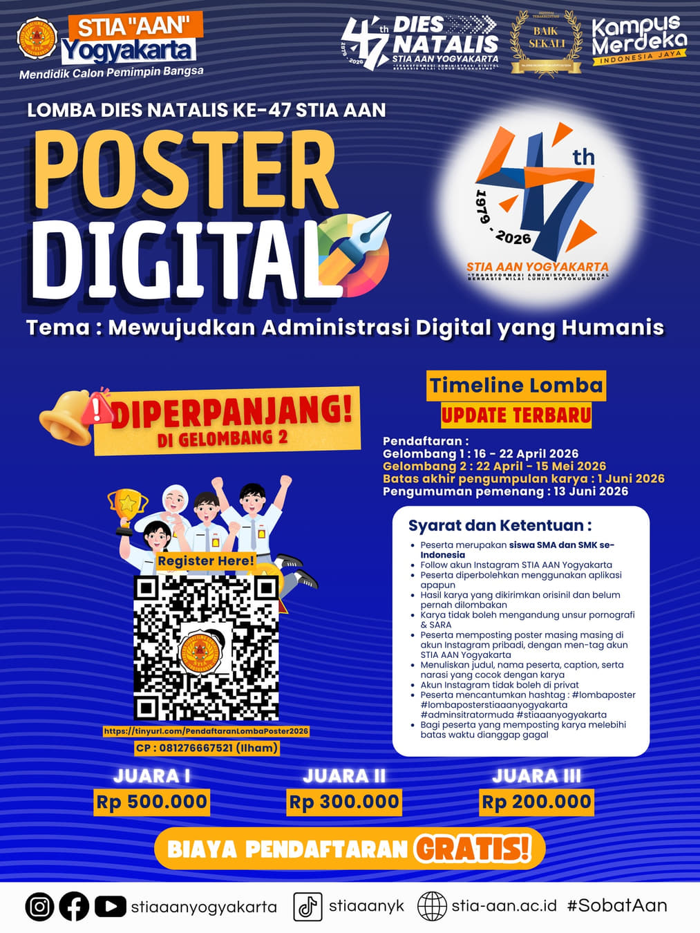 Lomba Poster Digital Dies Natalis ke-47 STIA AAN Yogyakarta - Poster 2