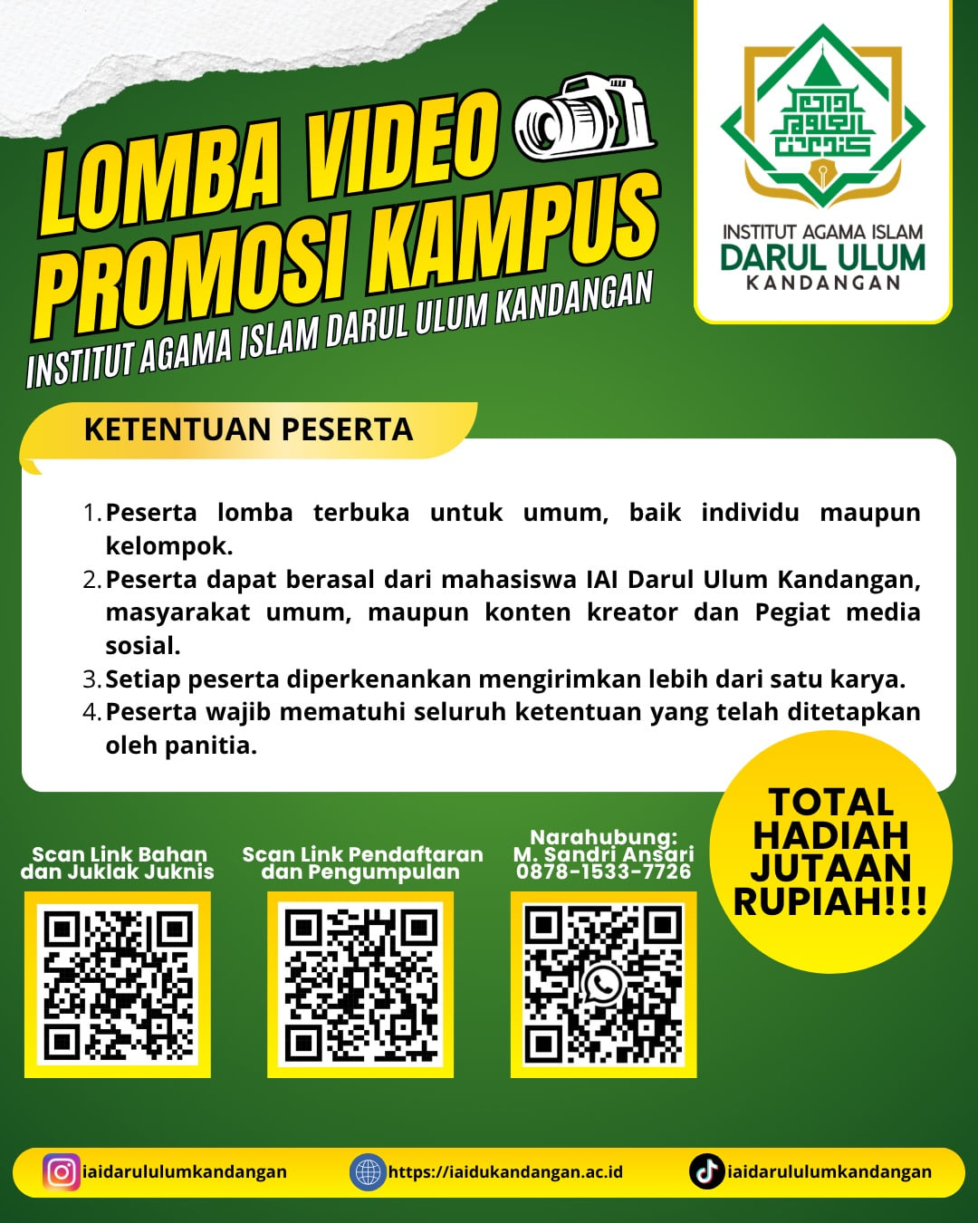 LOMBA VIDEO PROMOSI KAMPUS IAI DARUL ULUM KANDANGAN 2026 - Poster 2
