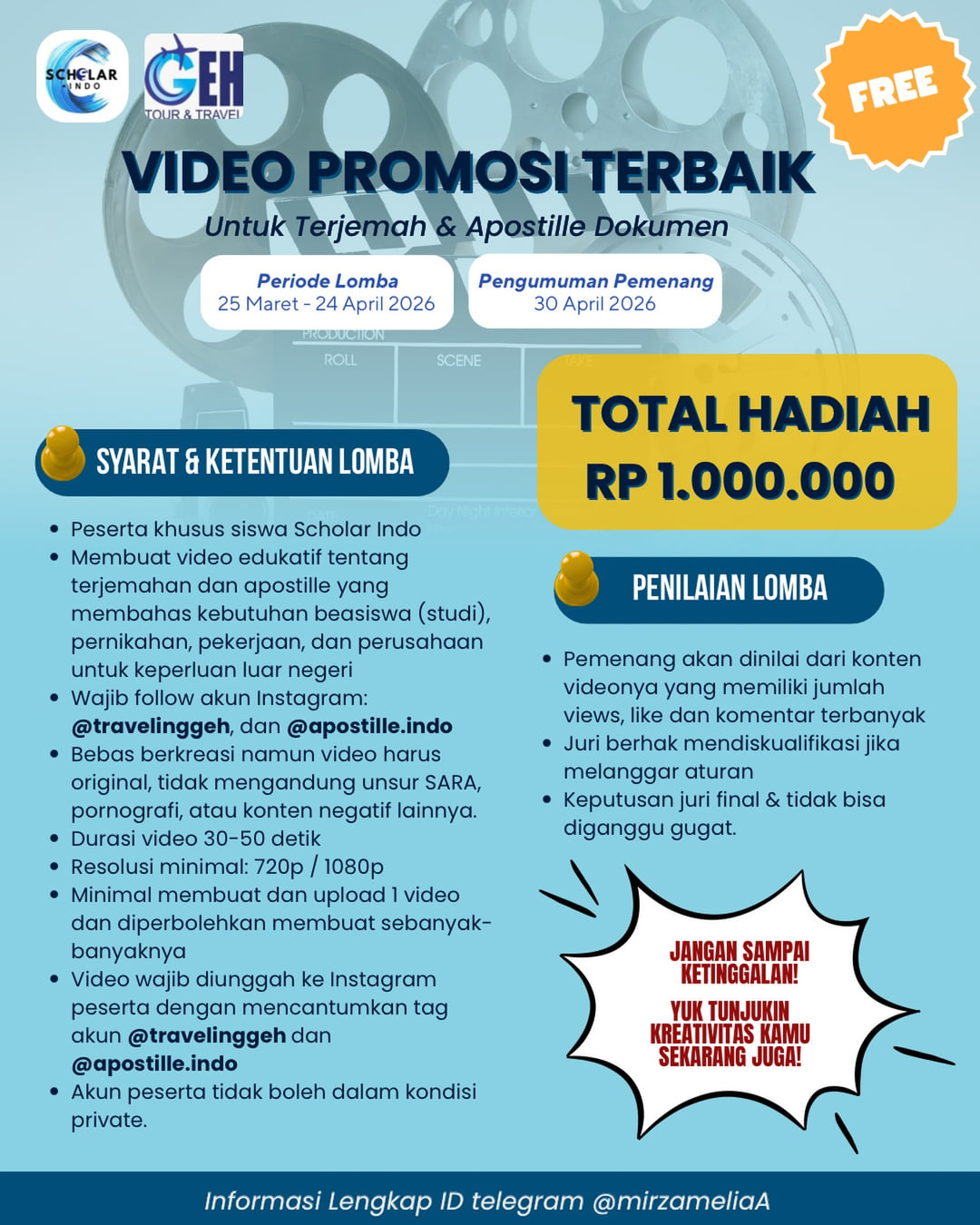 Lomba Video Promosi Terbaik Untuk Terjemah & Apostille Dokumen - Poster 2