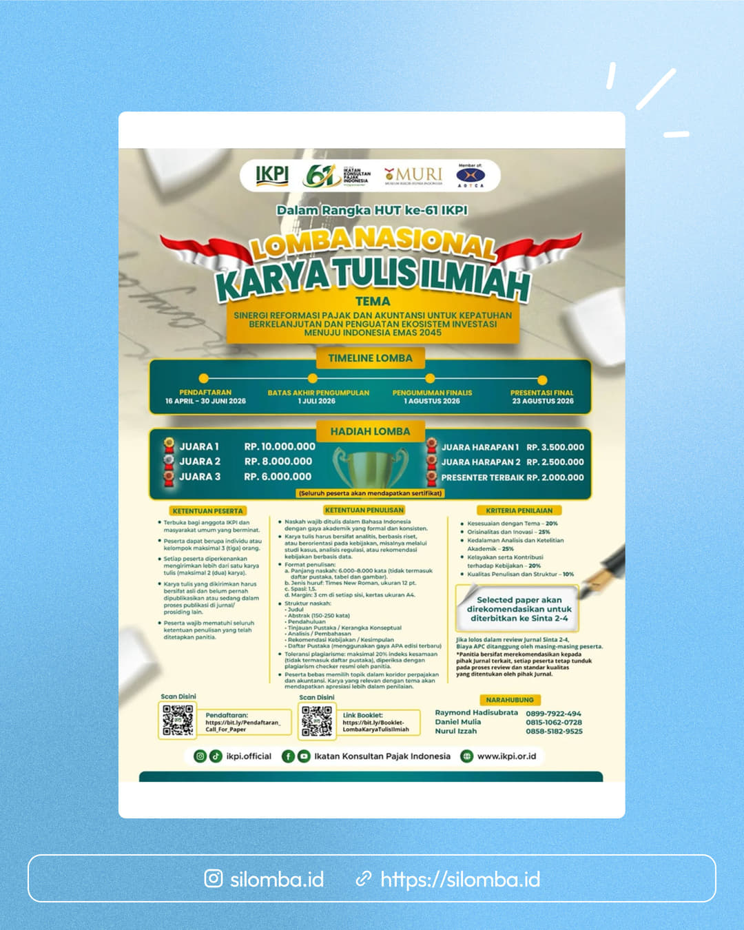 Lomba Nasional Karya Tulis Ilmiah IKPI 2026 - Poster 1